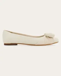 Ferragamo Donna Ballerina fiocco Vara imbottito Bianco Bianco