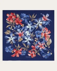 Ferragamo Donna Foulard in seta stampa Ibisco Blu Blu