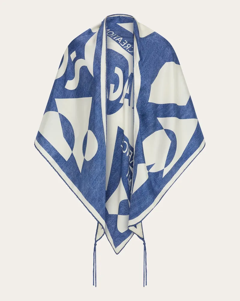 Ferragamo Donna Sciarpa in seta stampa Venna Blu Blu