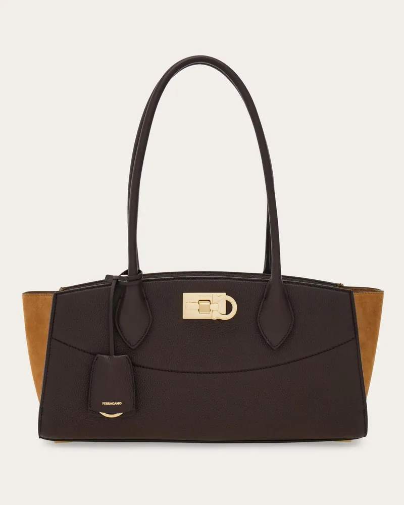 Ferragamo Donna New Ferragamo Studio soft bag East West (M) Marrone Marrone