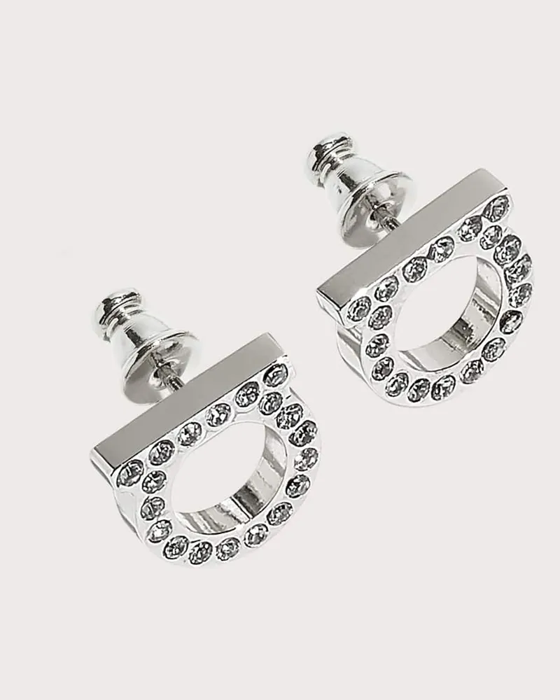 Ferragamo Donna Orecchini Gancini Crystals - S Argento Argento