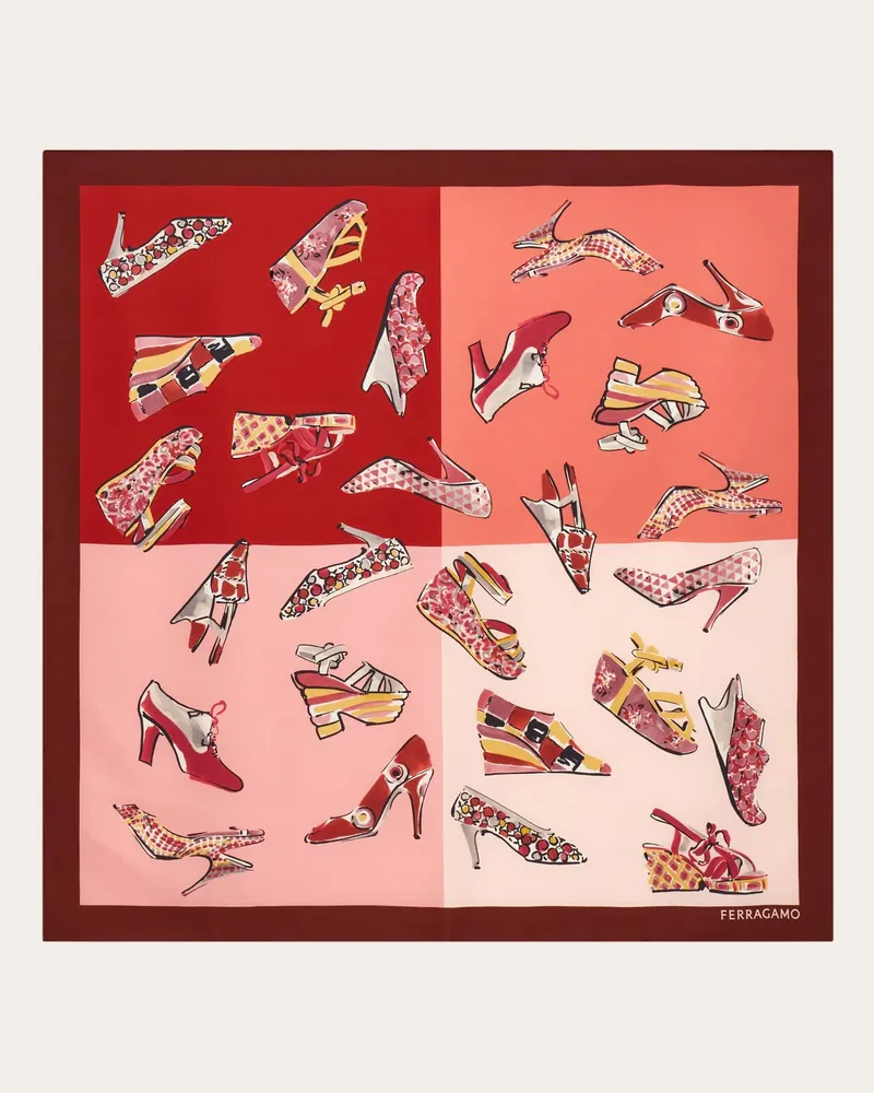 Ferragamo Donna Foulard in seta stampa Genio Rosso Rosso