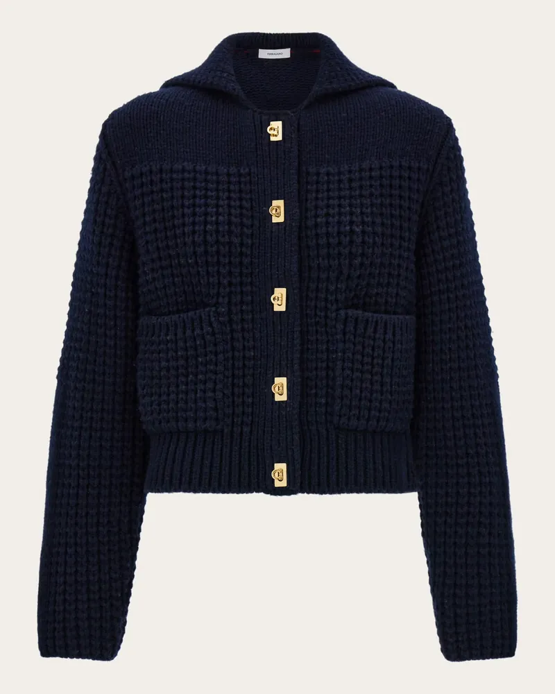 Ferragamo Donna Cardigan fibbie Gancini Blu Blu