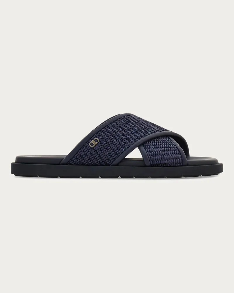 Ferragamo Uomo Sandalo fasce incrociate Blu Blu