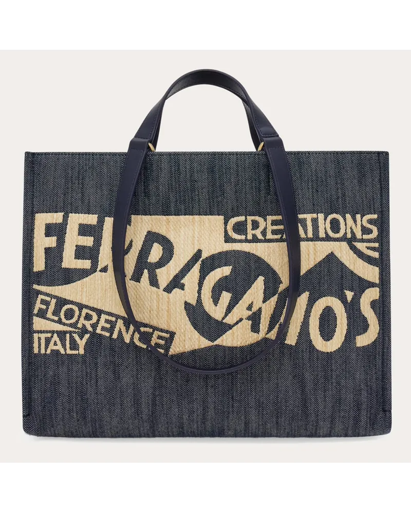 Ferragamo Donna Tote bag con logo (L) Blu Blu