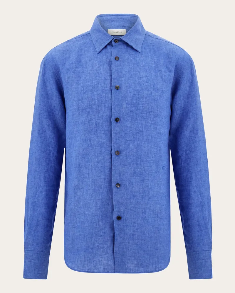 Ferragamo Uomo Camicia in popeline Blu Blu