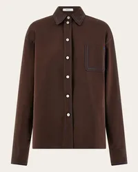 Ferragamo Donna Camicia impunturata Marrone Marrone