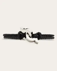 Ferragamo Uomo Bracciale con Gancini intrecciati - mis 17 Nero Nero