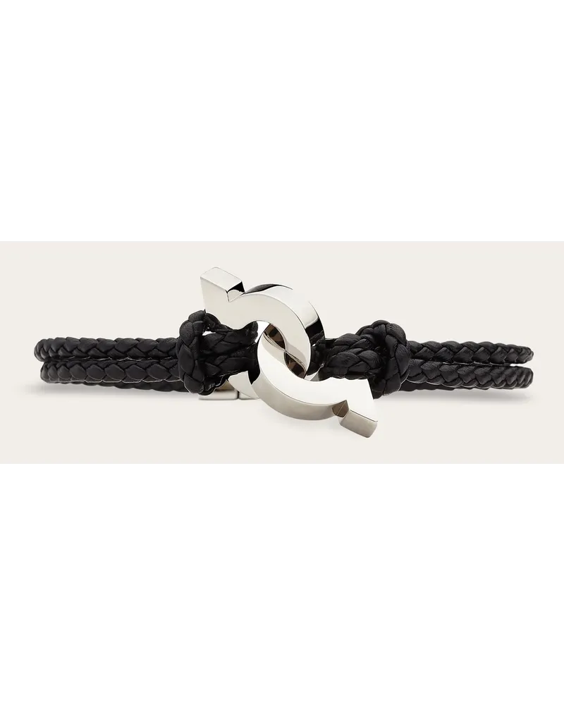 Ferragamo Uomo Bracciale con Gancini intrecciati - mis 17 Nero Nero