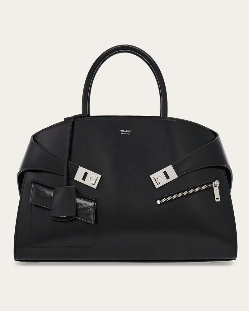 Ferragamo Donna Borsa a mano Hug con zip (L) Nero Nero