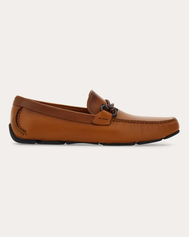 Ferragamo Uomo Driver ornamento Gancini Beige Beige