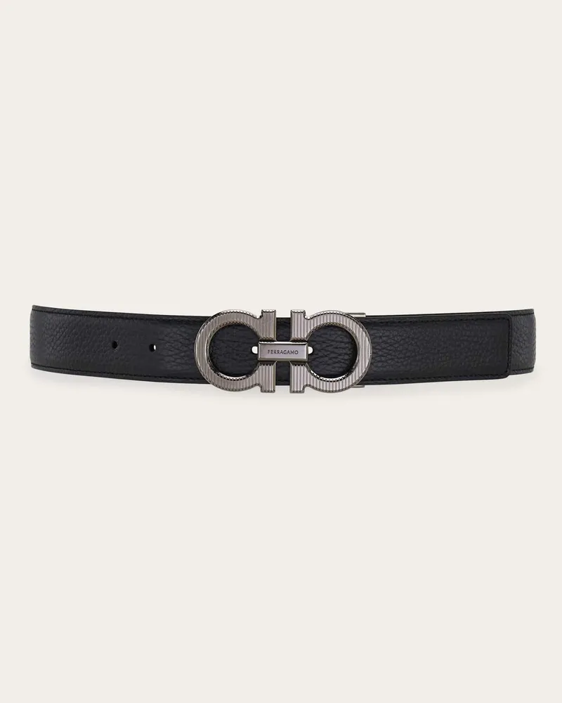 Ferragamo Uomo Cintura reversibile e regolabile Gancini Nero Nero