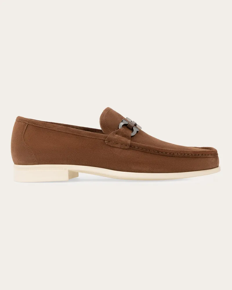 Ferragamo Uomo Mocassino morsetto Gancini Marrone Marrone