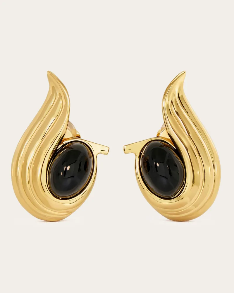 Ferragamo Donna Orecchini con gemma Nero Nero