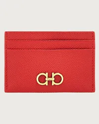 Ferragamo Donna Porta carte di credito Gancini Rosso Rosso