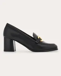 Ferragamo Donna Mocassino ornamento Gancini con tacco Nero Nero