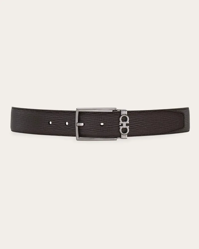 Ferragamo Uomo Cintura reversibile e regolabile Gancini Marrone Marrone