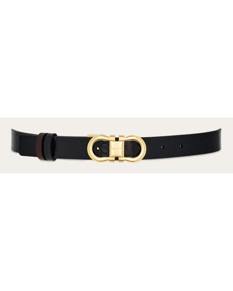 Ferragamo Donna Cintura regolabile e reversibile Gancini Nero Nero