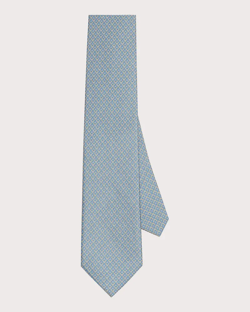 Ferragamo Uomo Cravatta in seta stampa Gancini Blu Blu