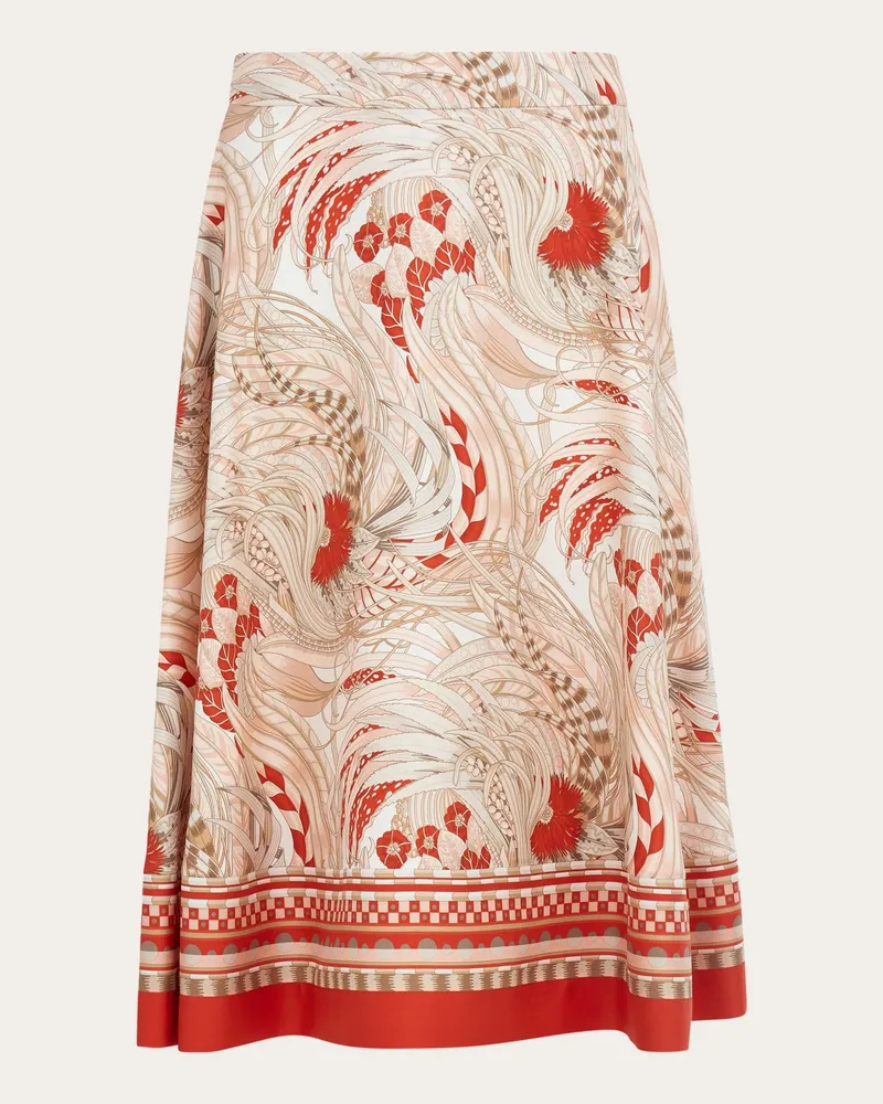 Ferragamo Donna Gonna lunga stampa Rooster Arancione Arancione