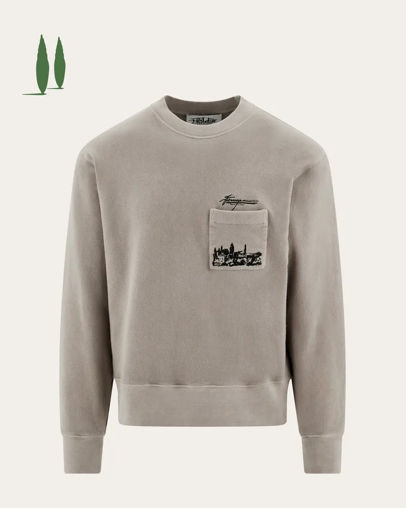 Ferragamo Uomo Back to Earth - Felpa stampa Tuscany Grigio Grigio