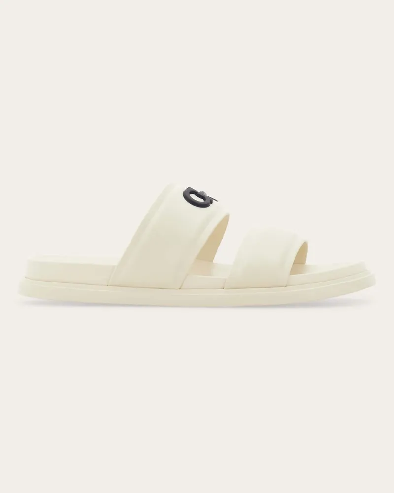 Ferragamo Uomo Slide ornamento Gancini Bianco Bianco