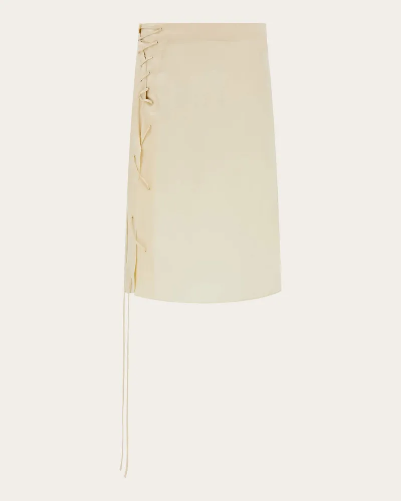 Ferragamo Donna Gonna in raso con nastri Bianco Bianco