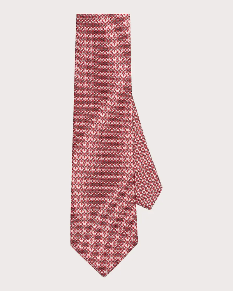 Ferragamo Uomo Cravatta in seta stampa Gancini Rosso Rosso