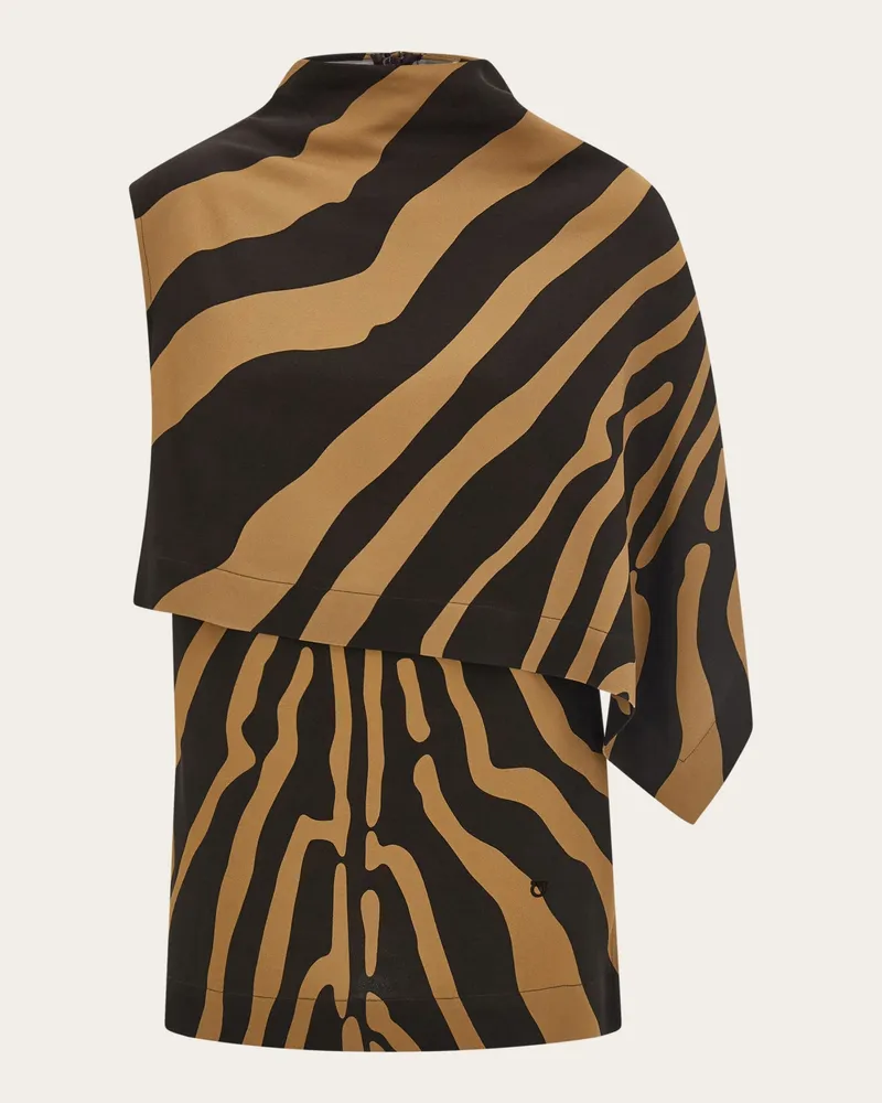 Ferragamo Donna Top smanicato animalier Nero Nero