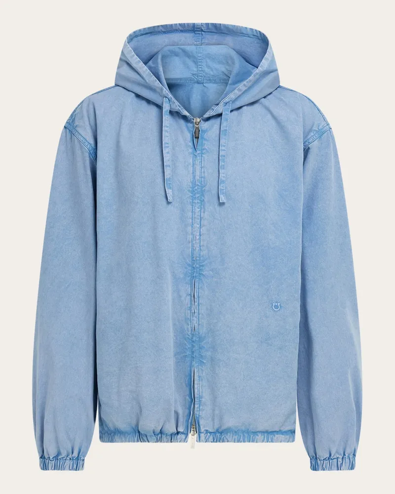Ferragamo Uomo Blouson in cotone e seta Blu Blu