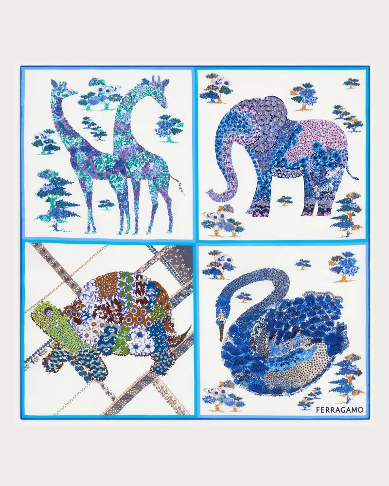 Ferragamo Donna Bandana Patchwork Blu Blu