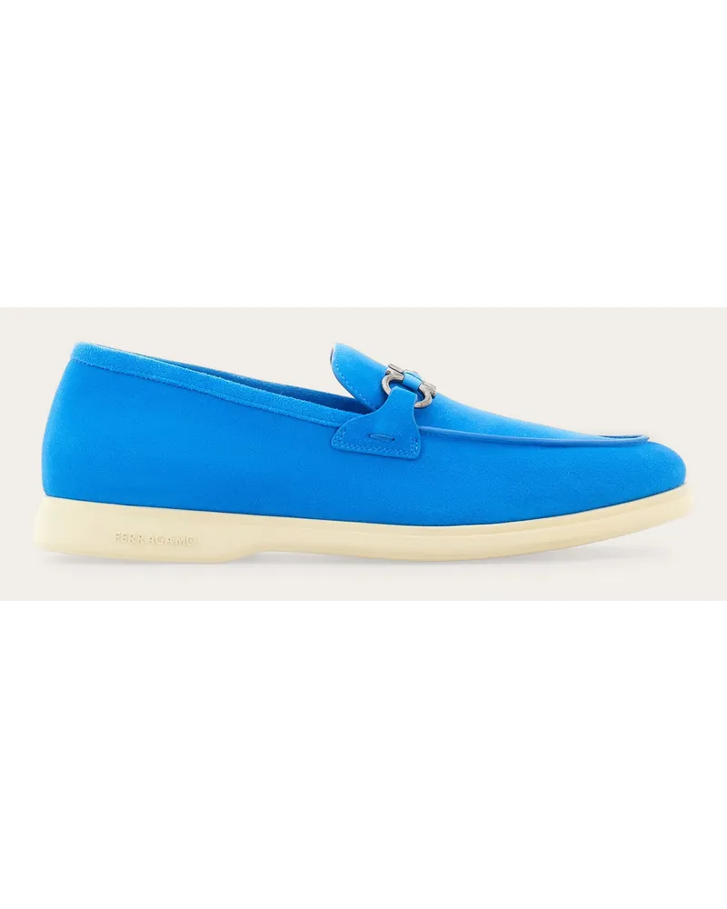 Ferragamo Uomo Mocassino informale ornamento Gancini Blu Blu