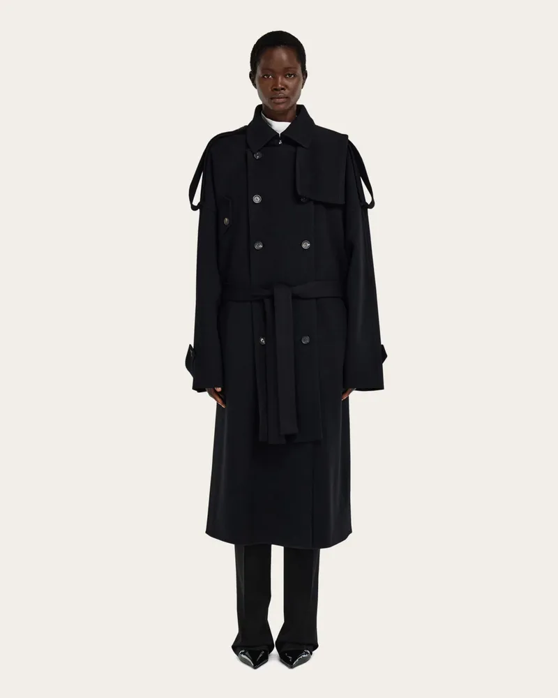 Ferragamo Donna Cappotto doppiopetto oversize Nero Nero