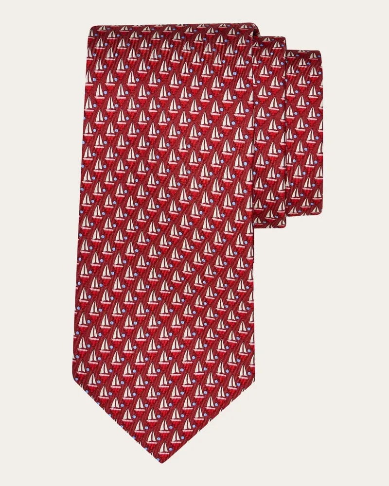 Ferragamo Uomo Cravatta in seta stampa Veliero Rosso Rosso