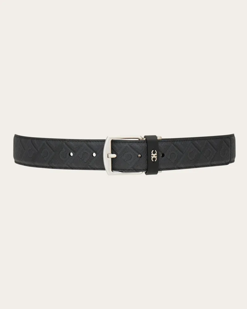 Ferragamo Uomo Cintura reversibile e regolabile Nero Nero