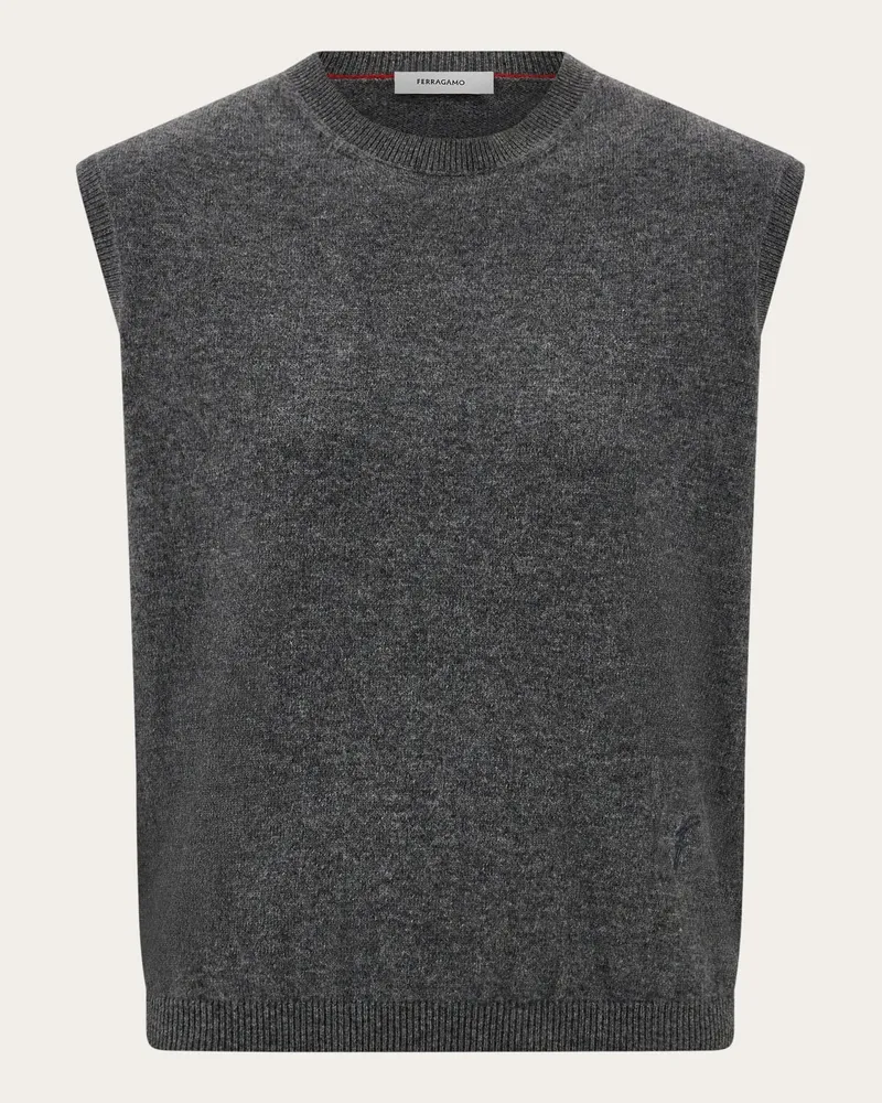 Ferragamo Donna Gilet smanicato in cashmere Grigio Grigio