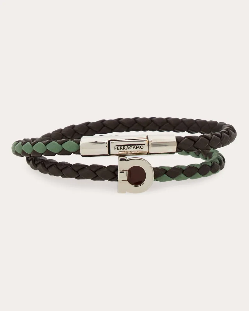 Ferragamo Uomo Bracciale con Gancini (20cm) Verde Verde