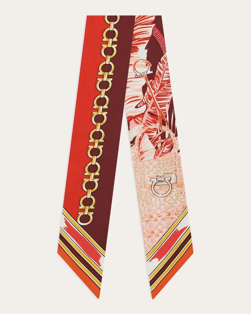 Ferragamo Donna Mini bandeau stampa Felino Rosso Rosso