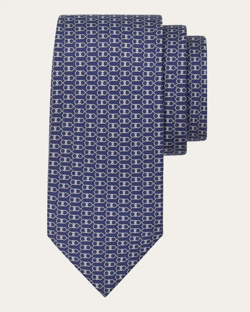 Ferragamo Uomo Cravatta in seta stampa Gancini Blu Blu
