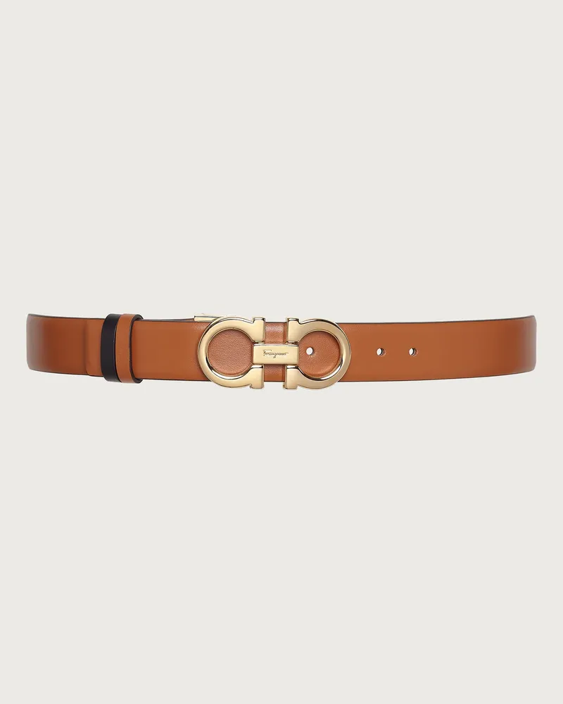 Ferragamo Donna Cintura reversibile e regolabile Gancini Marrone Marrone