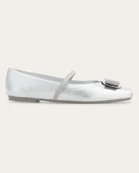 Ferragamo Donna Ballerina new Vara plate Argento Argento