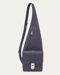 Ferragamo Uomo Borsa a spalla asimmetrica con fibbia Gancini Blu Blu