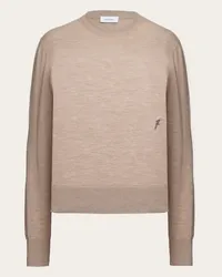 Ferragamo Uomo Maglia girocollo in jersey di lana Beige Beige