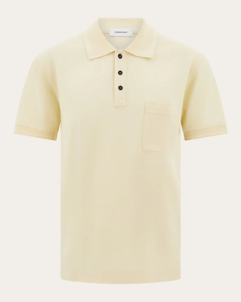 Ferragamo Uomo Polo con Gancini Bianco Bianco