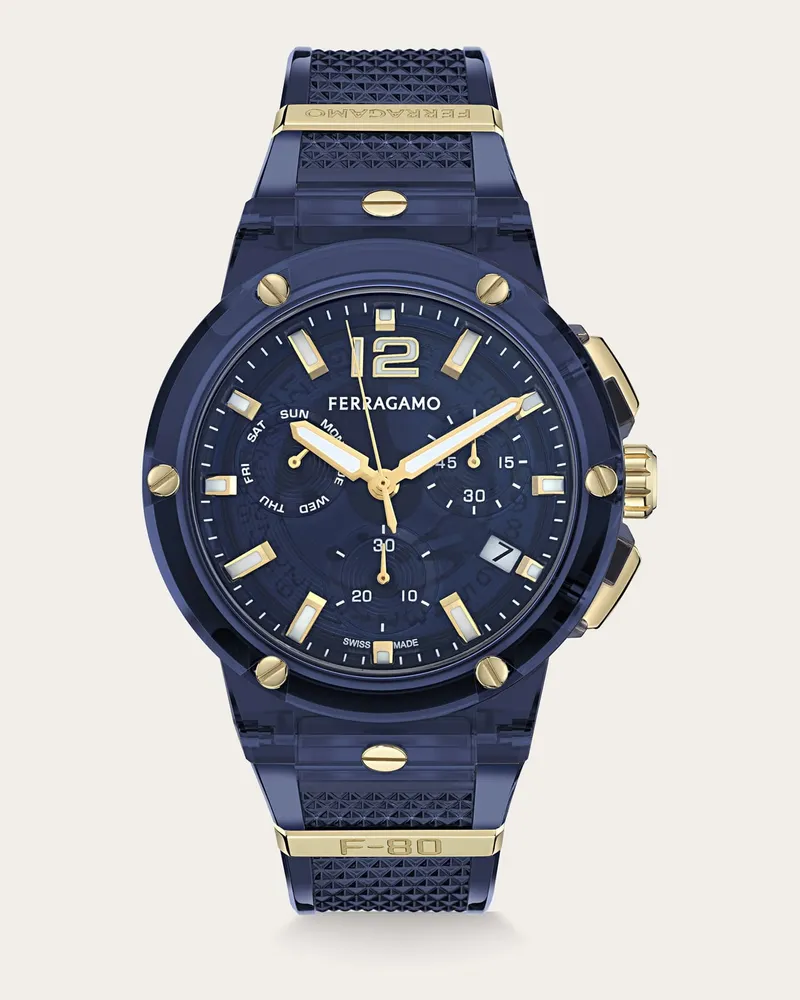 Ferragamo Uomo Orologio F-80 Translucent Blu Blu