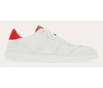 Uomo Sneaker bassa con firma Bianco ottico/Rosso fiamma