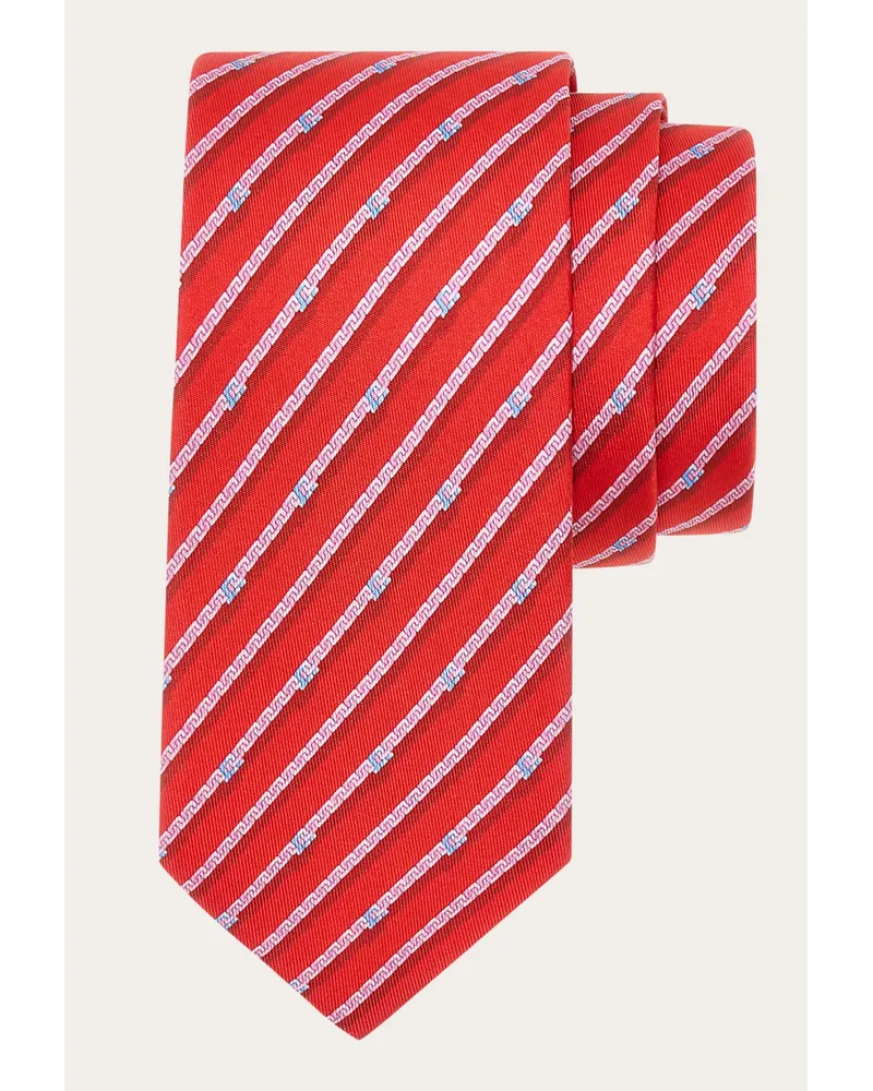 Ferragamo Uomo Cravatta in seta stampa Gancini Rosso Rosso