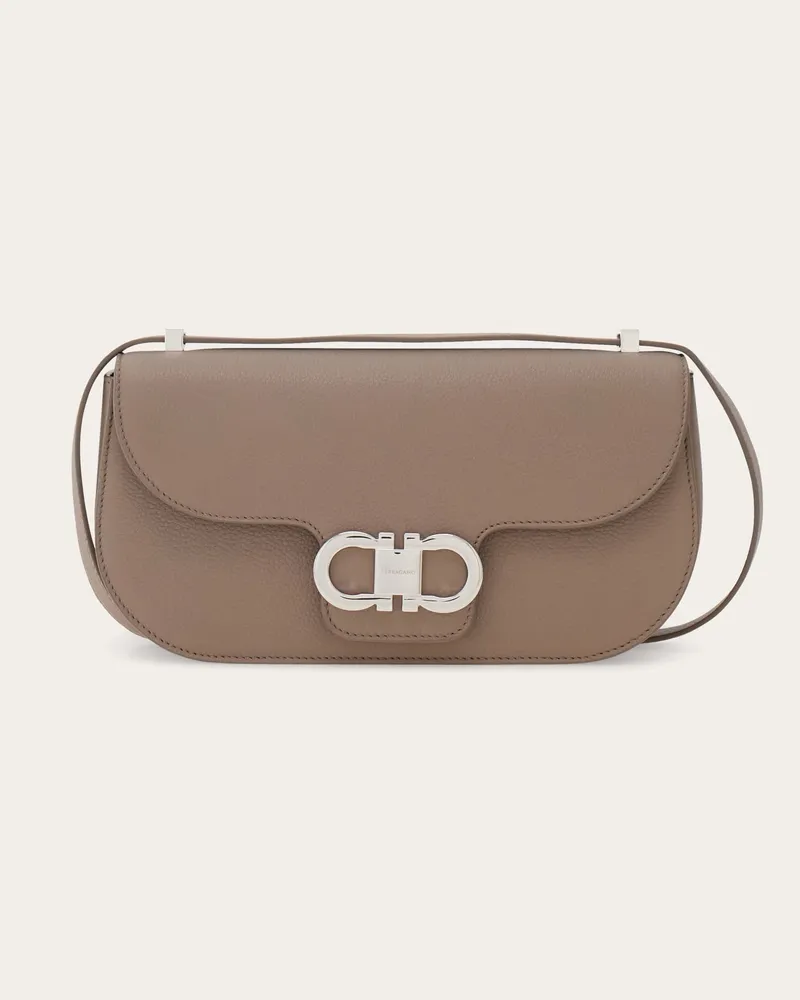 Ferragamo Donna Mini borsa a tracolla East-West Double Gancini Beige Beige