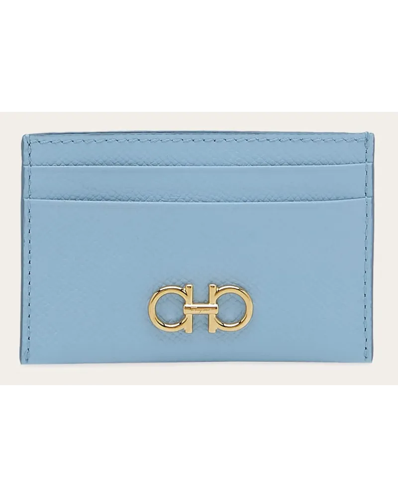 Ferragamo Donna Porta carte di credito Gancini Blu Blu