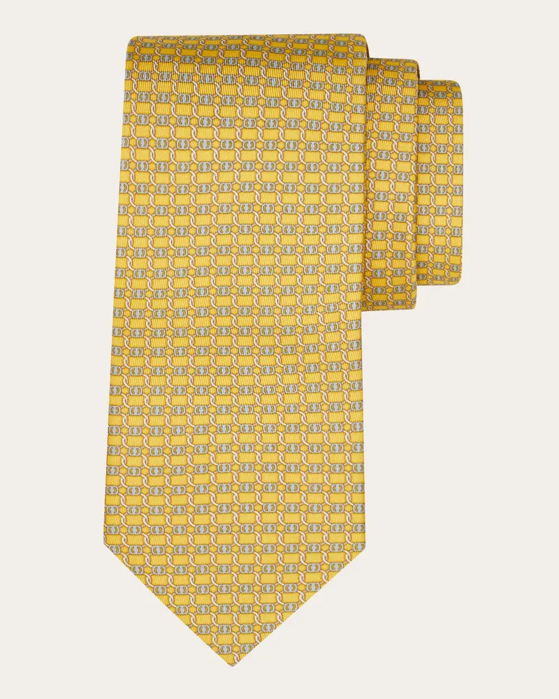 Ferragamo Uomo Cravatta in seta stampa Vara Giallo Giallo